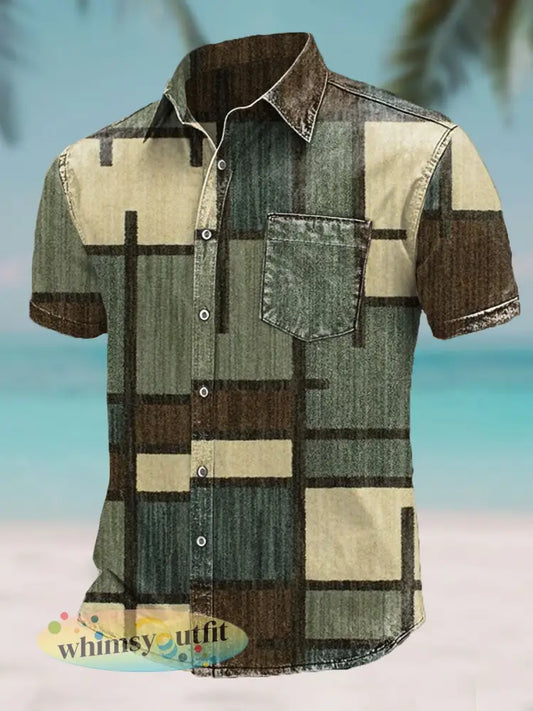 Heren Hawaii vakantie stijl bedrukt shirt - Groene Leger / S