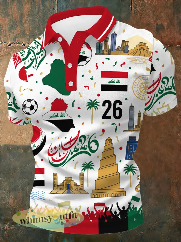 Heren Iraaks voetbalprint casual t-shirt - als foto / S