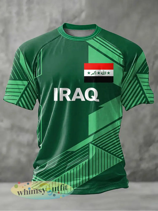 Heren Iraaks voetbalprint casual t-shirt - Groen / S