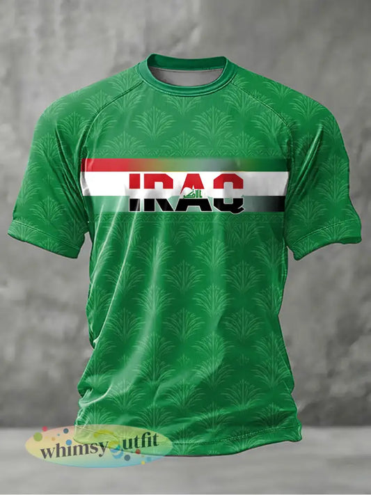 Heren Iraaks voetbalprint casual t-shirt - Groen / S