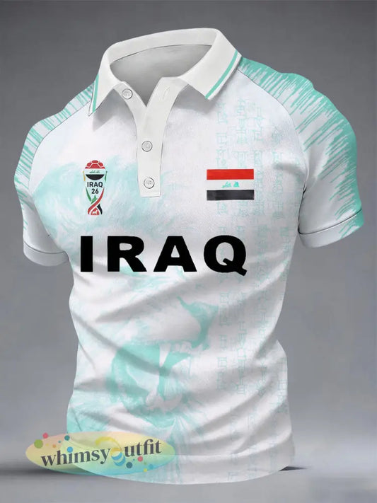 Heren Iraaks voetbalprint casual top - Wit / S
