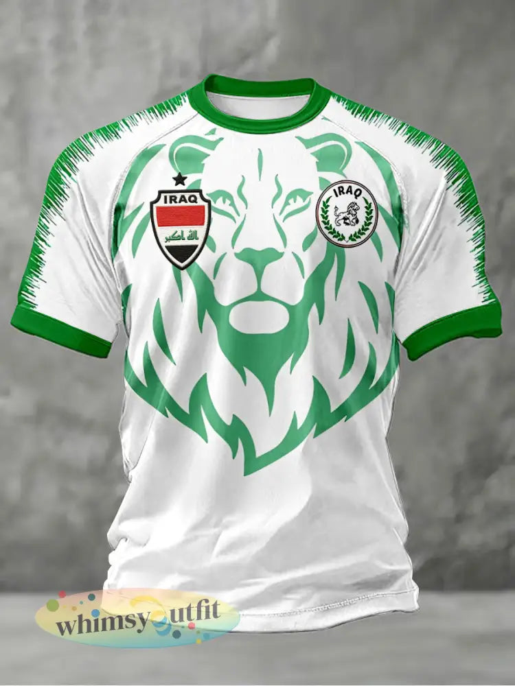 Heren Irak voetbal T-shirts - Wit-Groen / S