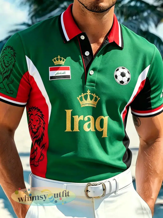Heren Irak voetbalwedstrijd juichende kunstprint fan polo - A / S