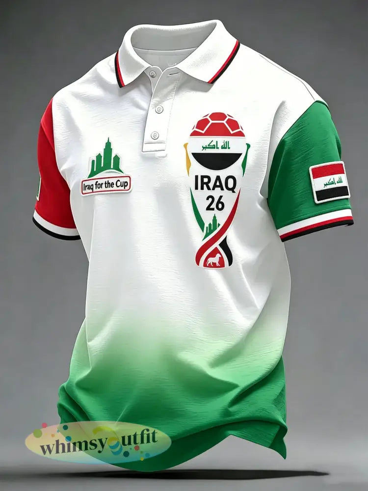 Heren Irak voetbalwedstrijd juichende kunstprint fan polo - A / S