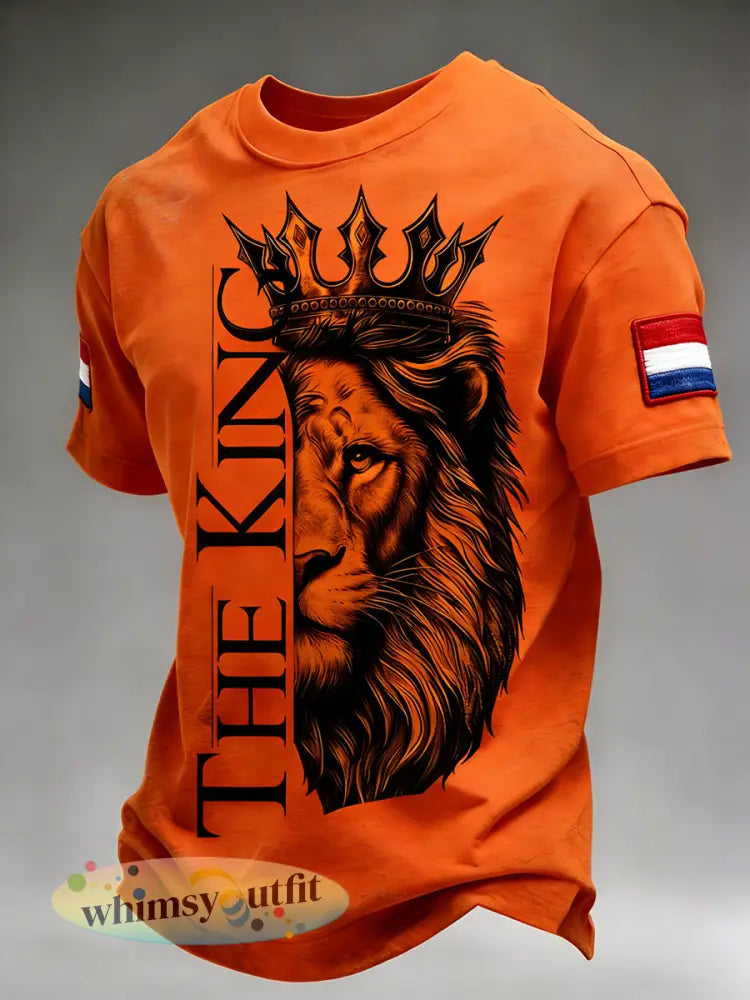 Heren Koninginnedag Element Print Casual T-shirt - A / S