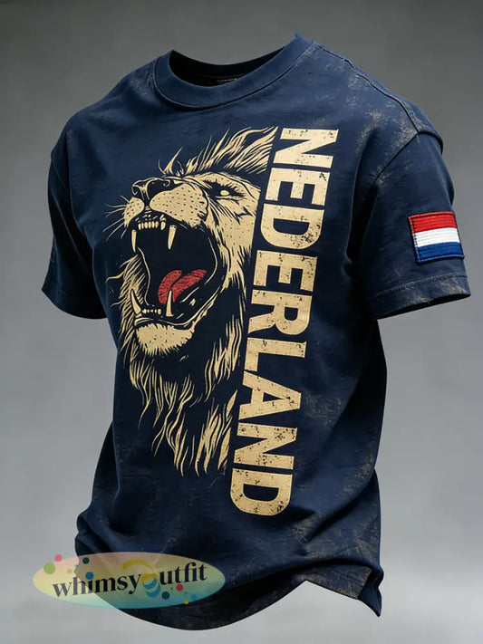 Heren Koninginnedag Element Print Casual T-shirt - A / S