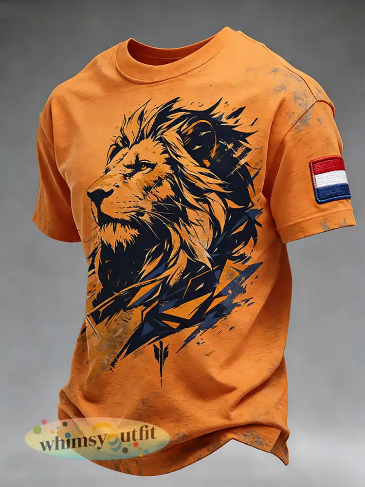 Heren Koninginnedag Element Print Casual T-shirt - A / S