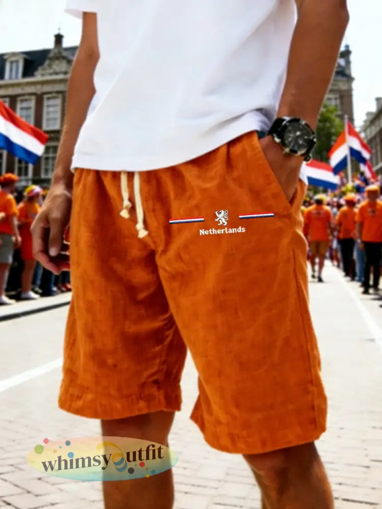Heren Koninginnedag korte broeken - Sinaasappel / S