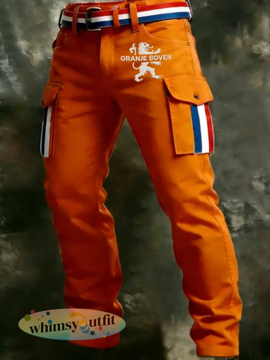 Heren Koninginnedag Zakelijke Stijl Casual Werkbroek - Sinaasappel / S
