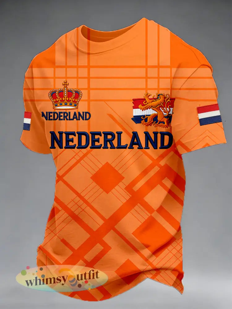 Heren Koningsdag Element Print Casual T-shirt - A / S