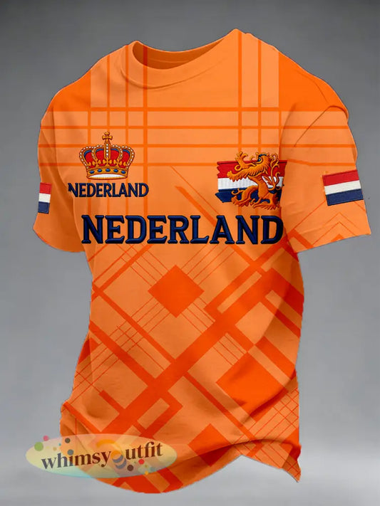 Heren Koningsdag Element Print Casual T-shirt - A / S