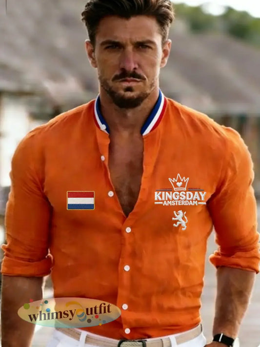 Heren Koningsdag-shirt - Sinaasappel / S