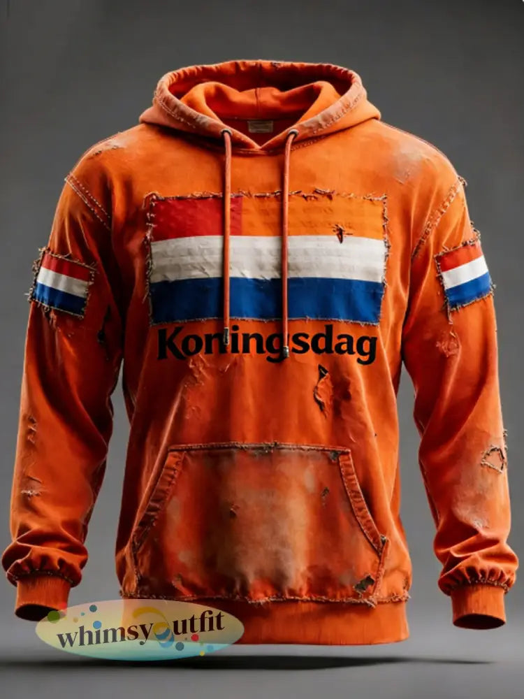 Heren Koningsdag standaard capuchon - Sinaasappel / S