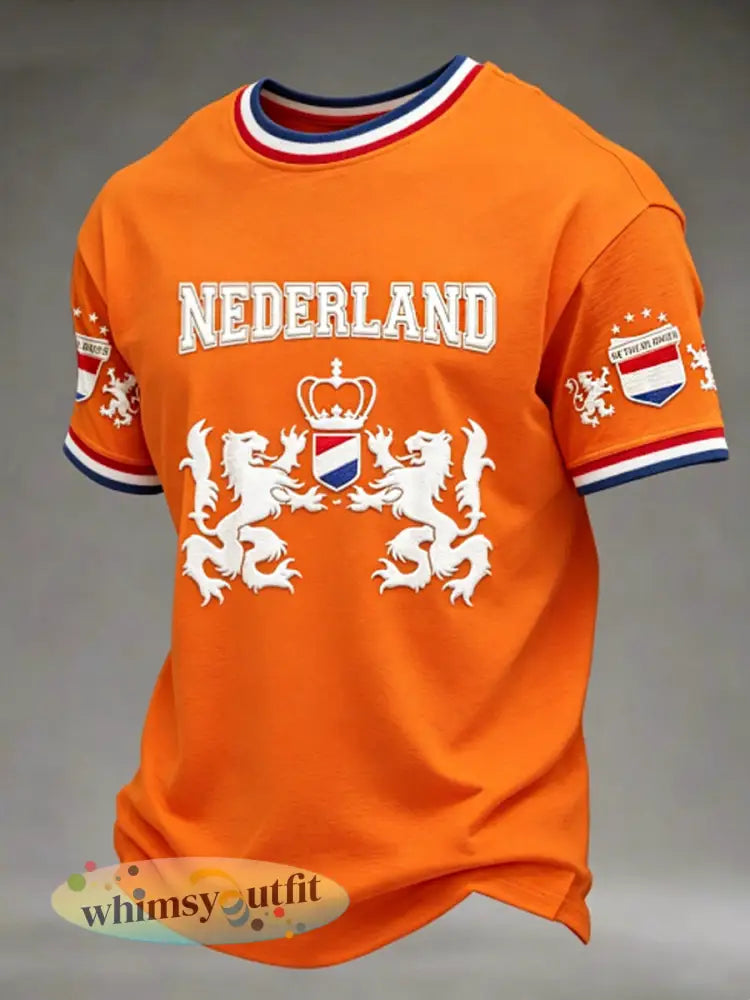 Heren Koningsdag-t-shirt - Sinaasappel / S