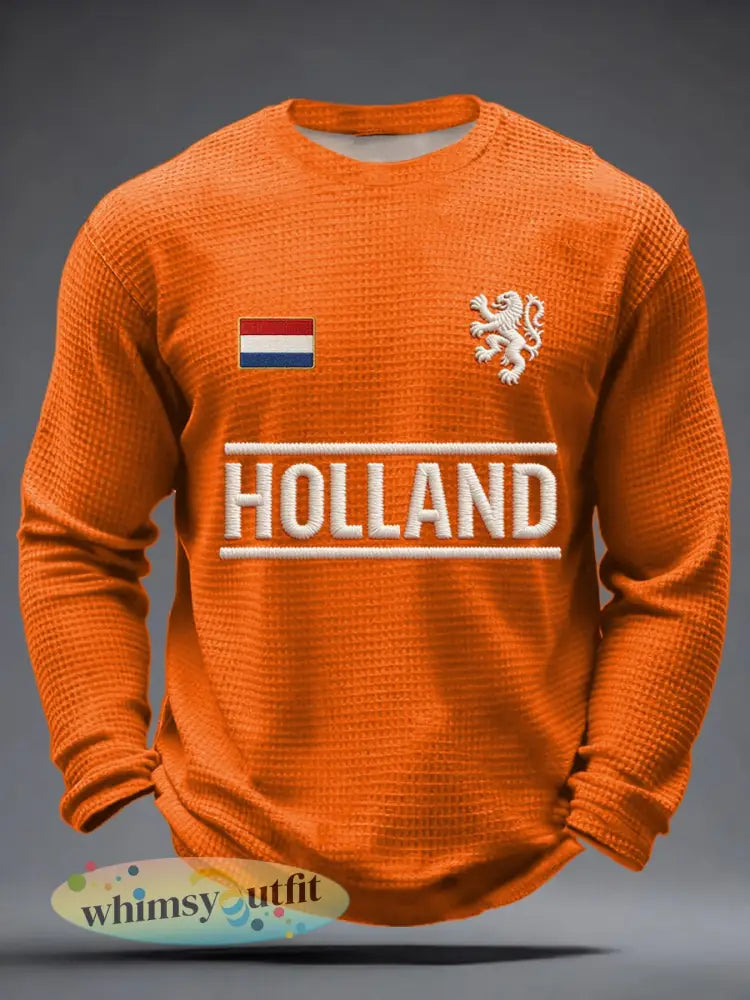 Heren Koningsdag Wafelshirt - Sinaasappel / S