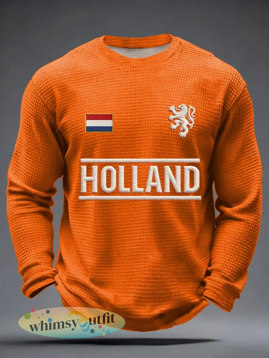 Heren Koningsdag Wafelshirt - Sinaasappel / S