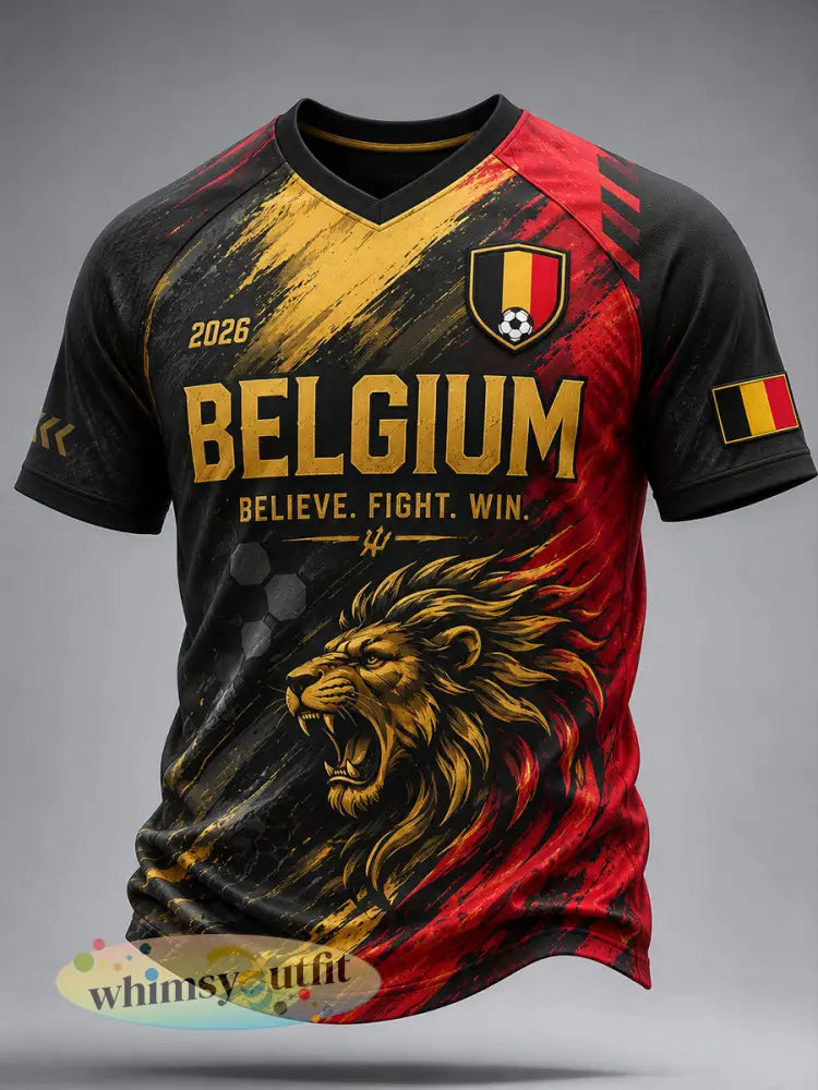 Heren met korte mouwen V-hals top met voetbalprint - A / S