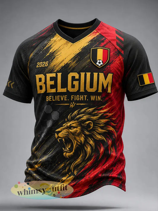 Heren met korte mouwen V-hals top met voetbalprint - A / S