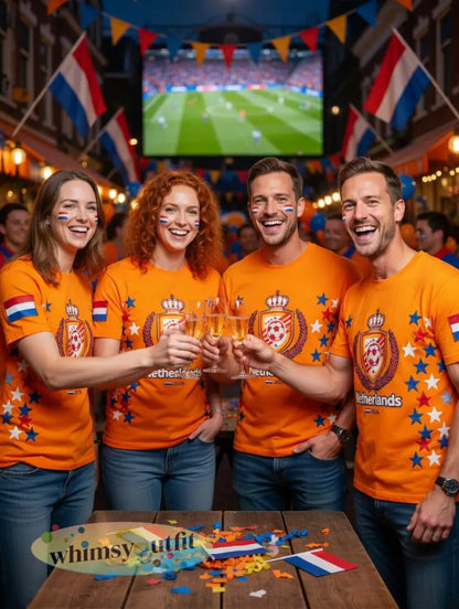 Heren Nederland 2026 Voetbalster Print Casual T-shirt