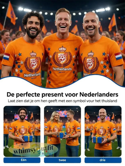 Heren Nederland 2026 Voetbalster Print Casual T-shirt