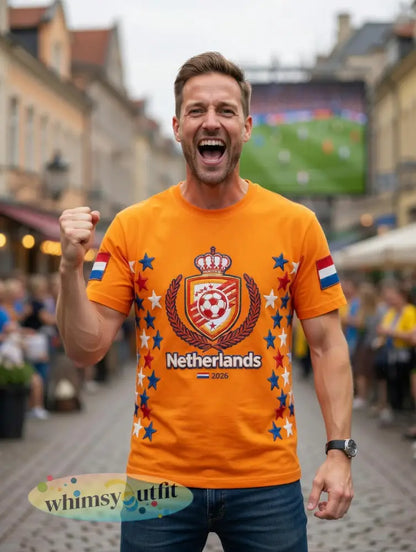 Heren Nederland 2026 Voetbalster Print Casual T-shirt