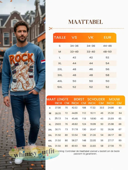 Heren Nederland Rock Retro Patchwork Print Casual Cool T-shirt met lange mouwen