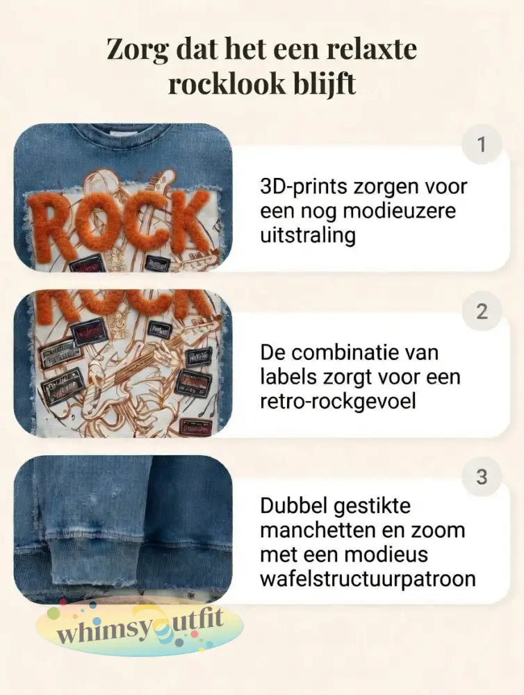 Heren Nederland Rock Retro Patchwork Print Casual Cool T-shirt met lange mouwen