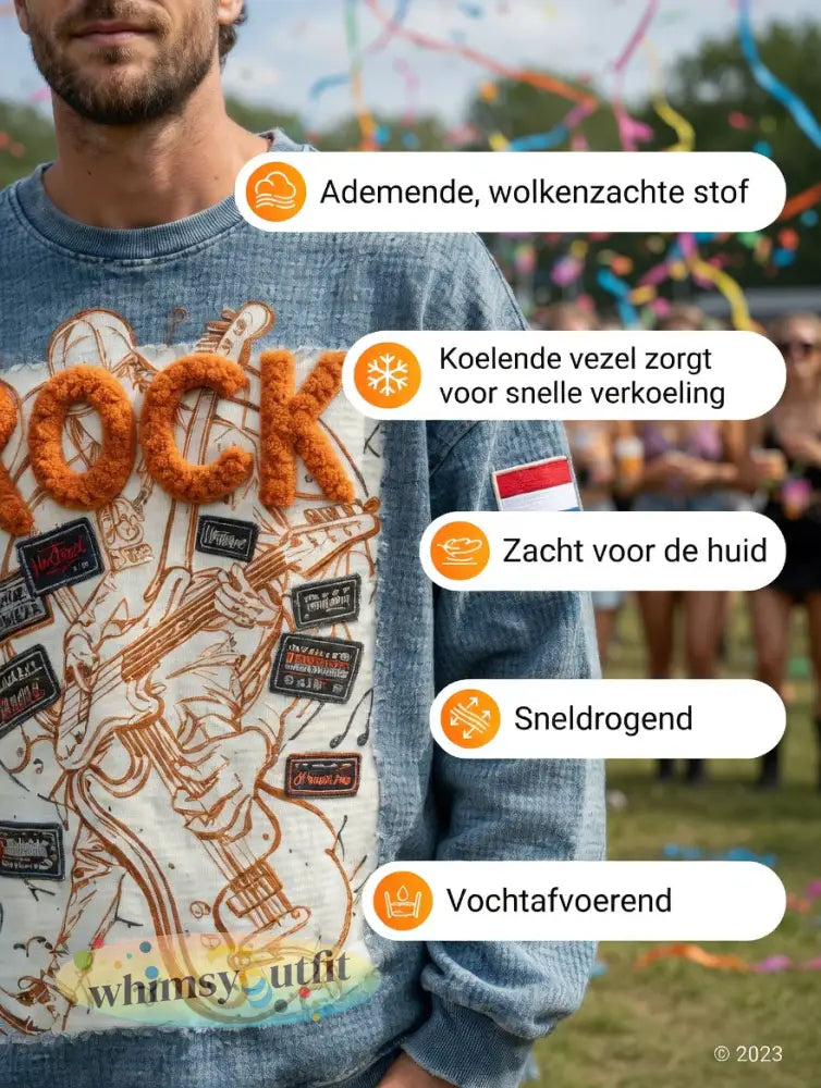 Heren Nederland Rock Retro Patchwork Print Casual Cool T-shirt met lange mouwen