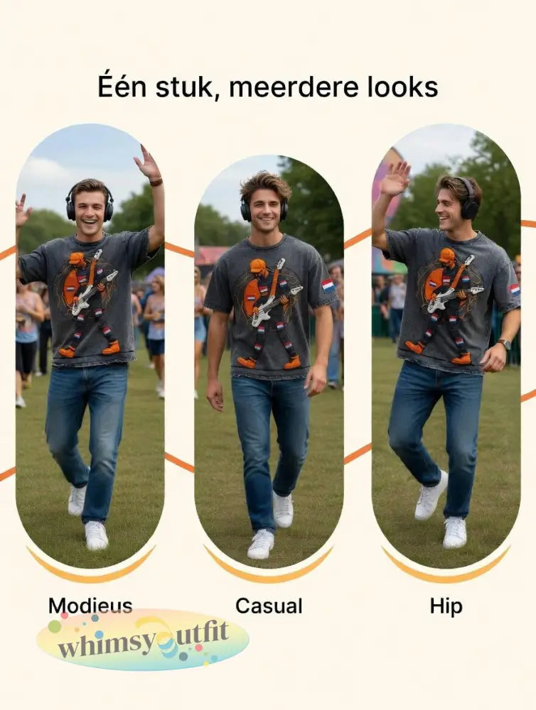 Heren Nederland Rock Super Cool Print Casual Vintage T-shirt