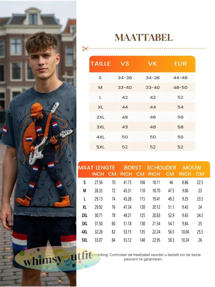 Heren Nederland Rock Super Cool Print Casual Vintage T-shirt