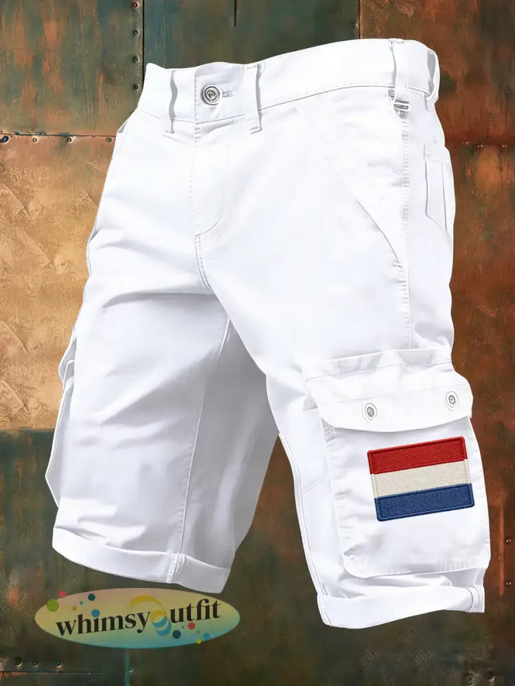 Heren Nederland Vlag Print Casual Korte Broek - Wit / S