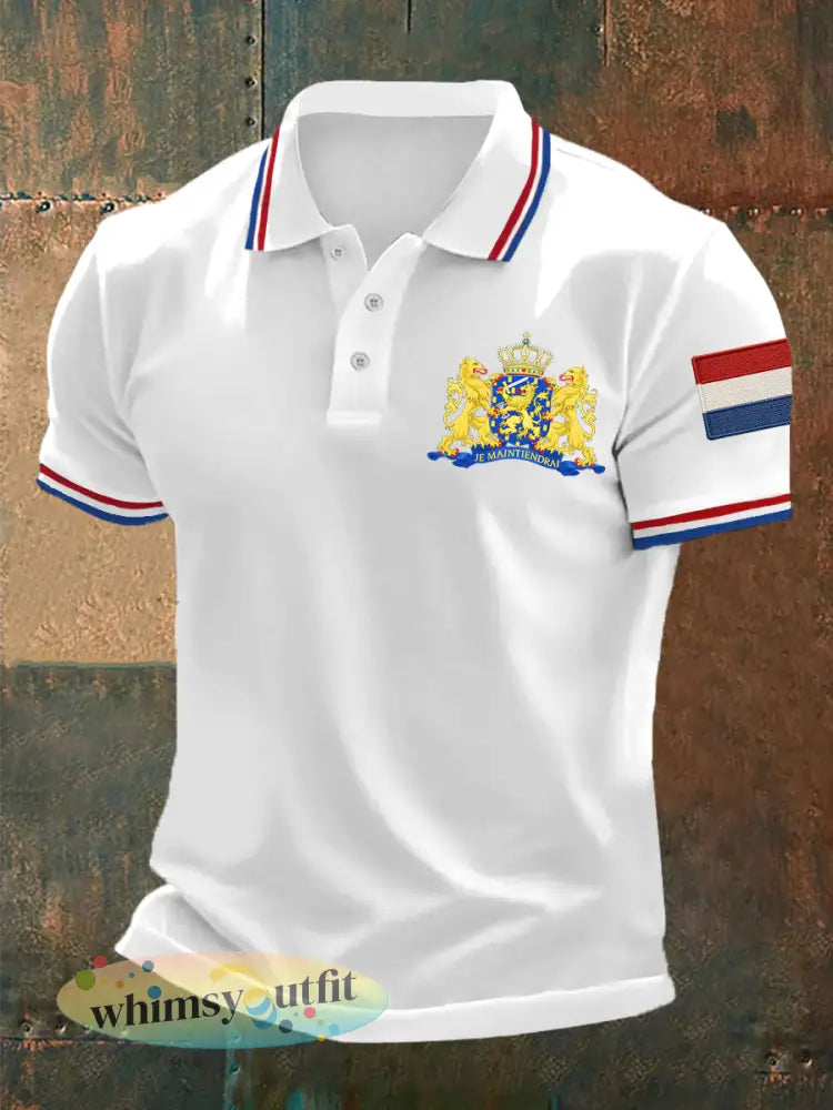 Heren Nederland Vlag Print Casual Top - Wit / S