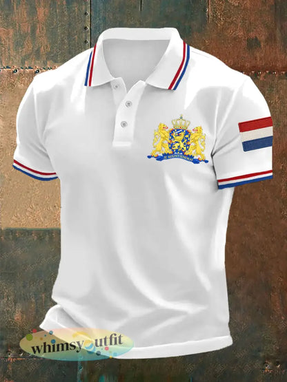 Heren Nederland Vlag Print Casual Top - Wit / S