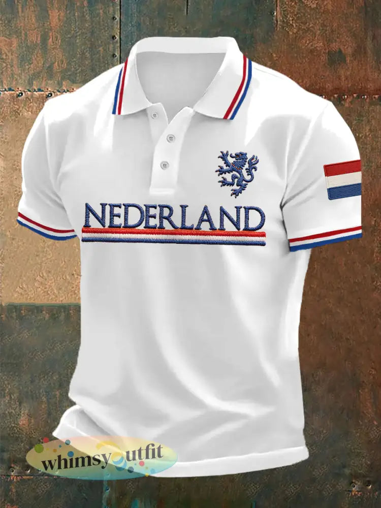 Heren Nederland Vlag Print Casual Top - Wit / S