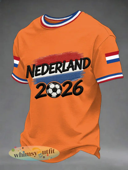 Heren Nederland Voetbal 2026 Print Casual T-shirt - Wit / S