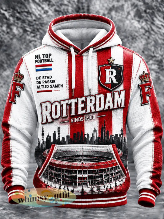 Heren Nederlands Feyenoord Rotterdam voetbalbedrukt casual sweatshirt met capuchon - Veelkleurig / S