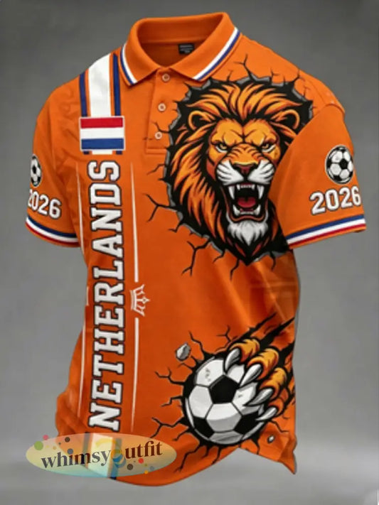 Heren Nederlands voetbalshirt 2026 poloshirt - Sinaasappel / S