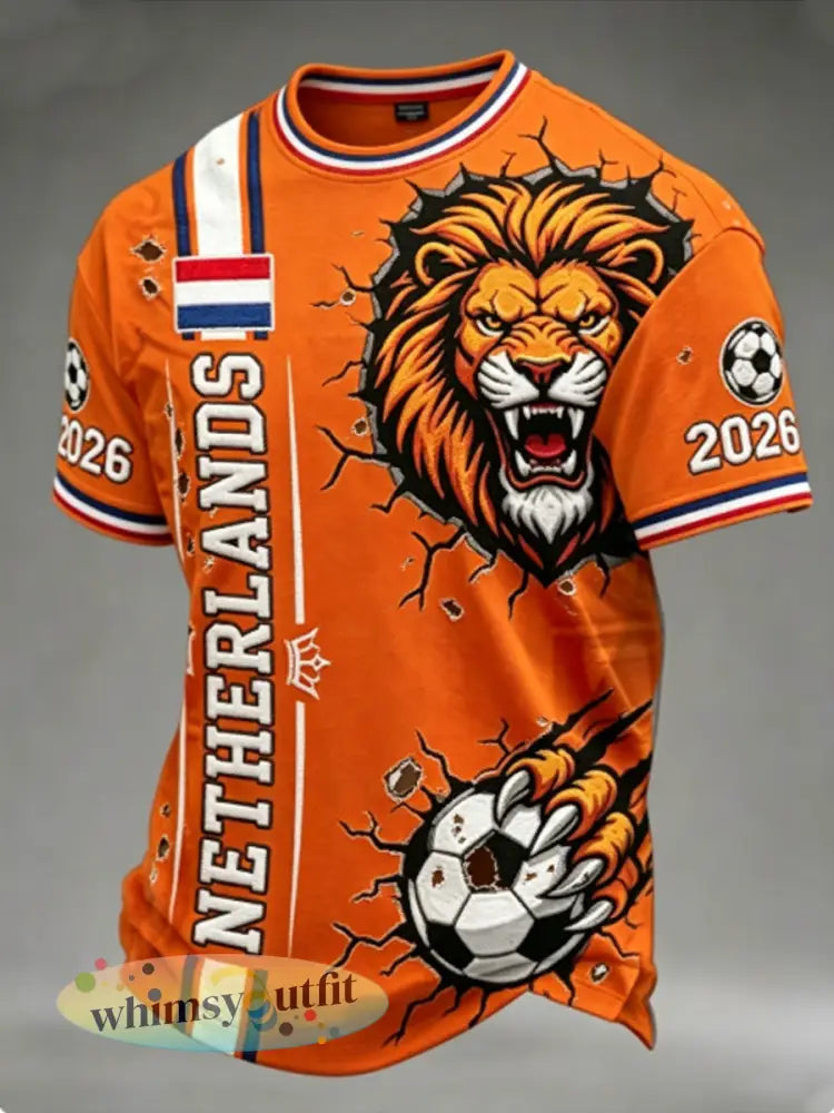 Heren Nederlands voetbalshirt 2026 t-shirt - Sinaasappel / S