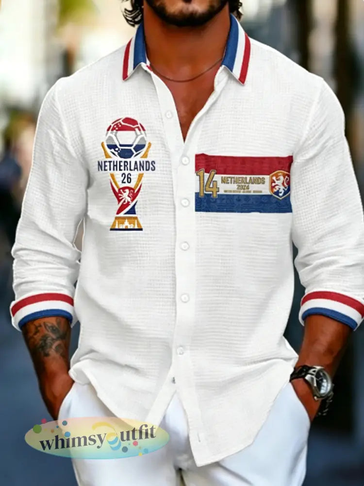 Heren Nederlands Wafelshirt - Wit / S