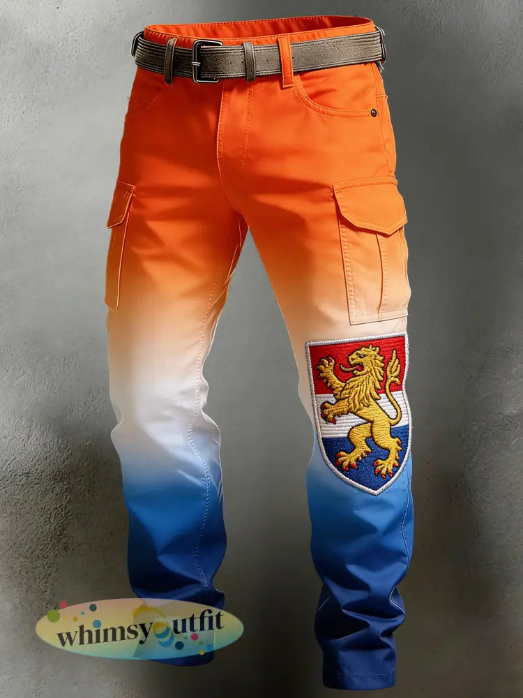 Heren Nederlandse Koningsdag herdenkingsartikel patchworkprint casual broek - A / S