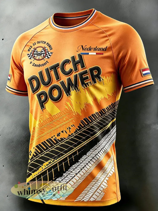 Heren Oranje Nederlandse Racing Zandvoort Print Casual T-shirt - Sinaasappel / S