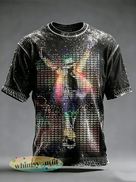 Heren Pop Muziek Figuur Korte Mouwen T-shirt - Zwart / S