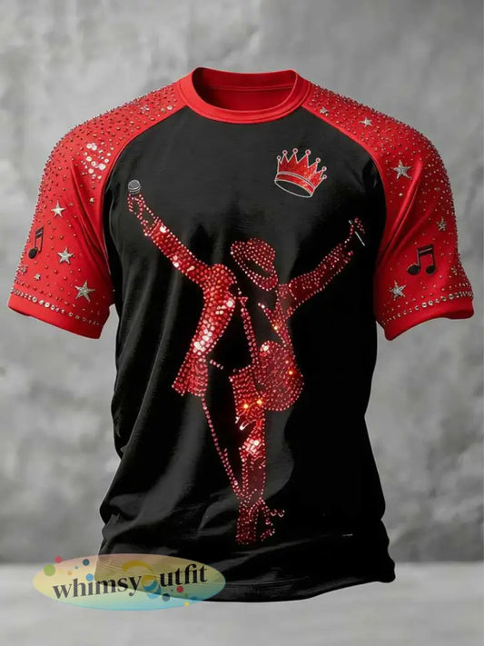 Heren Pop Muziek Karakter Korte Mouwen T-shirt - Zwart / S
