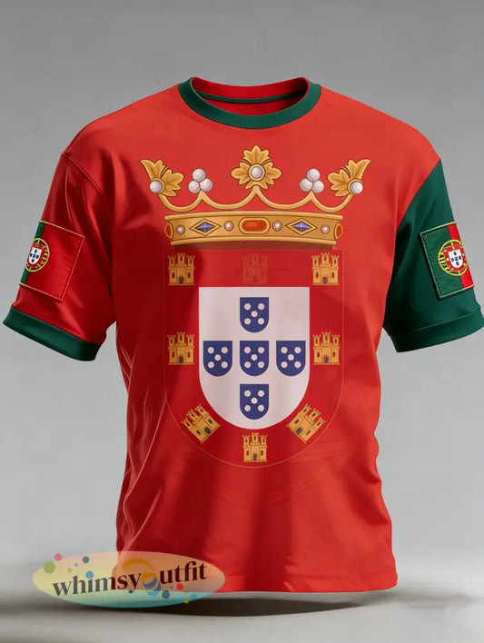 Heren Portugal voetbalwedstrijd juichende kunst print T-shirt - A / S