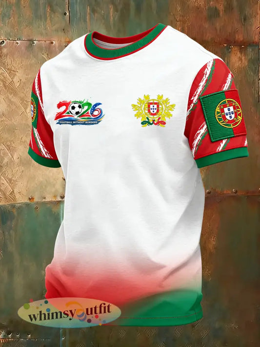 Heren Portugal Voetbalwedstrijd Juichende Kunstprint T-shirt - A / S