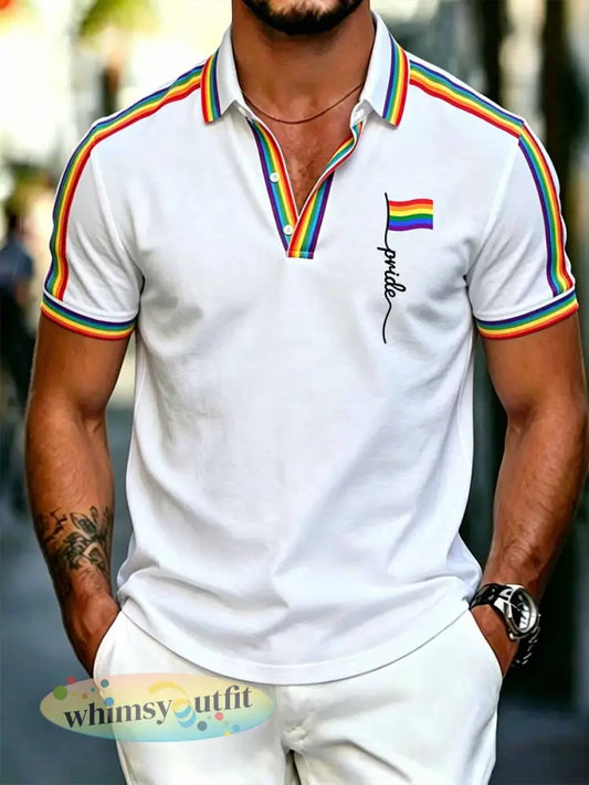 Heren Pride Maand Kunst Print Modeprint Poloshirt - als foto / S