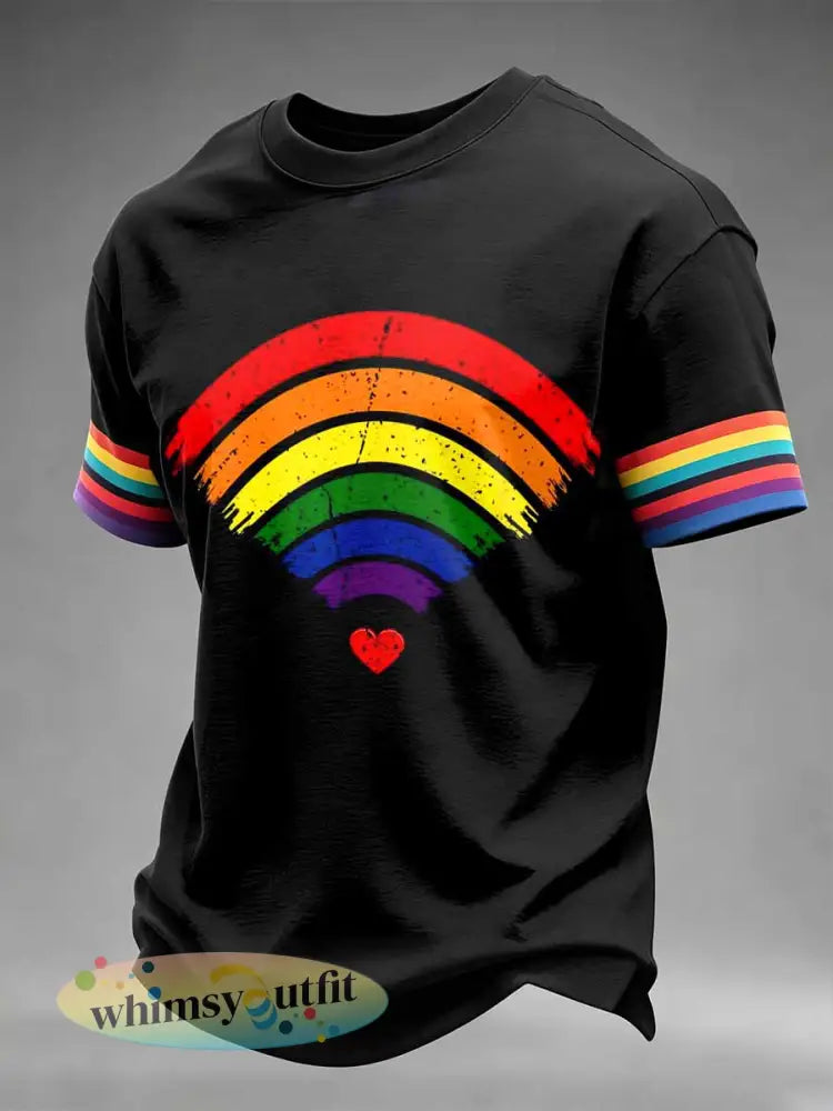 Heren Pride Maand Regenboog WiFi Print Casual T-shirt - als foto / S