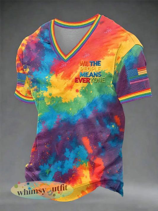 Heren Pride Month T-shirt met V-hals - als foto / S