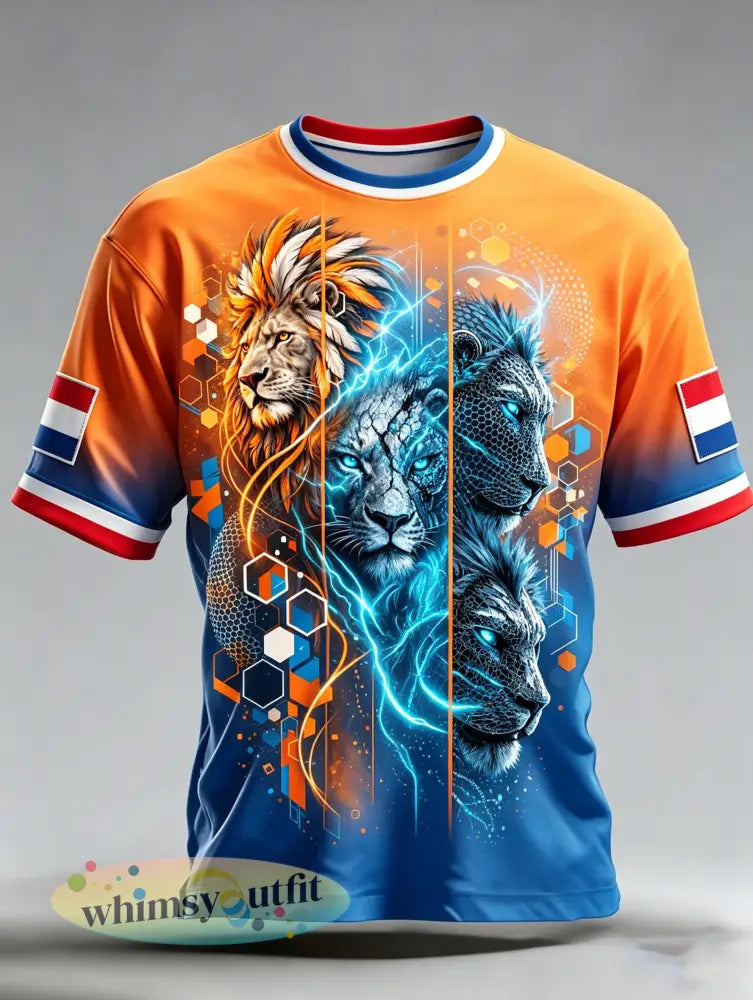 Heren T-shirt met artistieke print ter herinnering aan Koningsdag in Nederland - A / S