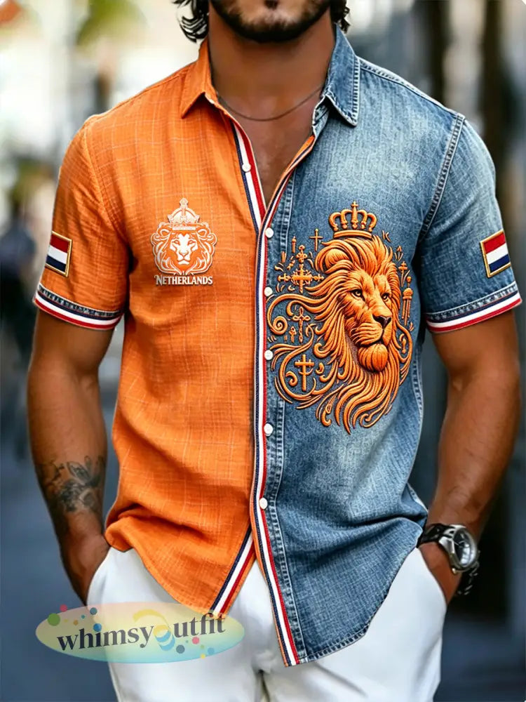 Heren T-shirt met asymmetrische print en korte mouwen voetbalthema casual stijl - Veelkleurig / S